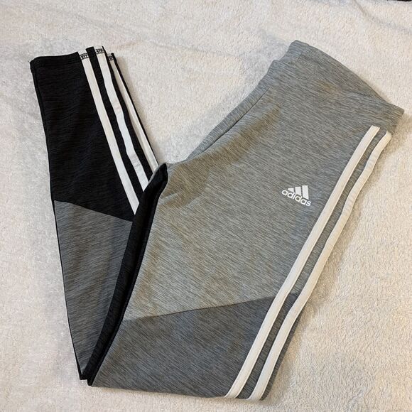 Girls Adidas Leggings Size Large 14 Color lock Black Gray - Picture 1 of 6